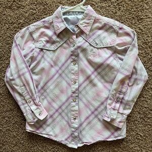 Twenty X Plaid Metallic Pearl Snap Rhinestone Rodeo Western Shirt Youth Medium